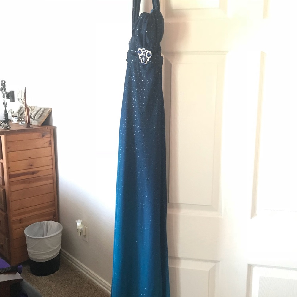 Blue ombré halter dress